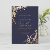Invitation Mariage de Flore d'or de la marine moderne (Debout devant)