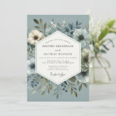Invitation Mariage de Flore Enjouée Bleu Ardoise (Debout devant)
