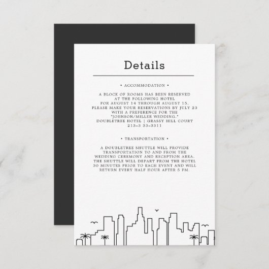 Invitation Mariage de Floride | Détails de l'invité (Devant / Derrière)