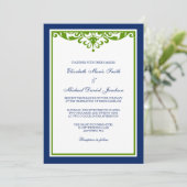 Invitation Mariage de Flourish de bleu marine et de vert (Debout devant)