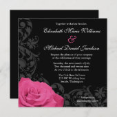 Invitation Mariage de Flourish de rose de rose (Devant / Derrière)