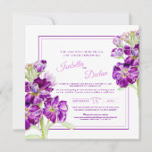 Invitation Mariage de flux en direct de fleurs stocks violet (Devant)