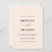 Invitation Mariage de flux en direct noir rose pâle minimalis (Devant)