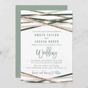 Invitation Mariage de flux verts et bleus