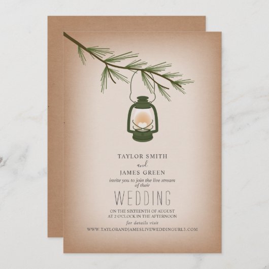 Invitation Mariage de flux virtuel À feuillage persistant (Devant / Derrière)