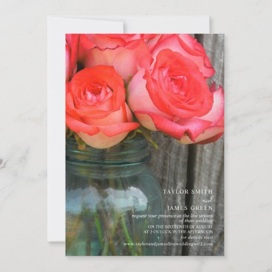 Invitation Mariage de flux virtuel Rustique Rose Jar (Devant)