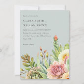 INVITATION MARIAGE DE FOLIAGE DE CACTI SUCCULENT DE DÉSERT BL (Devant)