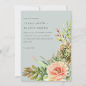 INVITATION MARIAGE DE FOLIAGE DE CACTI SUCCULENT DE DÉSERT BL (Devant)