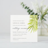 INVITATION MARIAGE DE FOLIER EN FEUILLE DE PALMIER VERT (Debout devant)