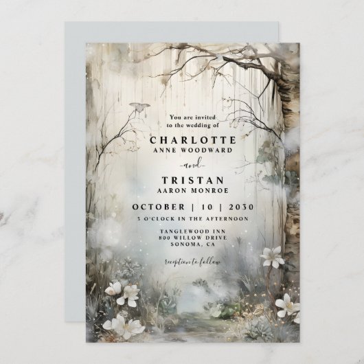 Invitation Mariage de fond forestier Imaginaire enchâssé (Devant / Derrière)