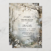 Invitation Mariage de fond forestier Imaginaire enchâssé (Devant / Derrière)