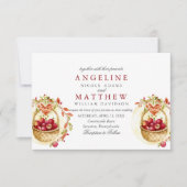 Invitation Mariage de forêt de feuilles de coeur rouge Apple (Devant)