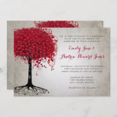 Invitation Mariage de forêt de feuilles de coeur rouge Apple (Devant / Derrière)