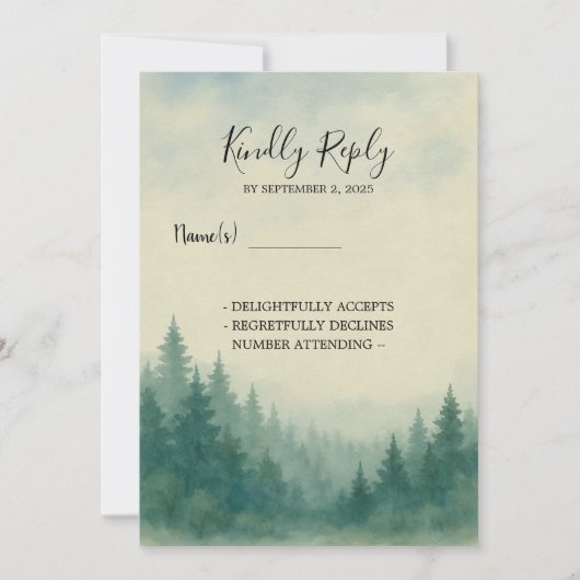 Invitation Mariage de forêt de pin d'eau (Devant)