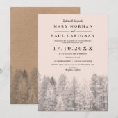 Invitation Mariage de forêt de pins rousses kraft rustique (Devant / Derrière)