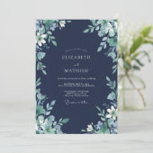 Invitation Mariage de forêt éthérée bleu marine (Debout devant)