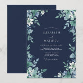 Invitation Mariage de forêt éthérée bleu marine (Devant / Derrière)