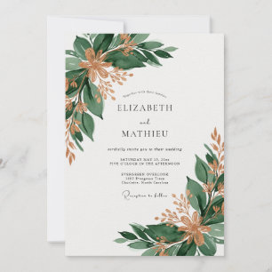 Invitation Mariage de forêt impériale vert émeraude