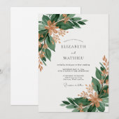 Invitation Mariage de forêt impériale vert émeraude (Devant / Derrière)