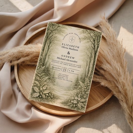 Invitation Mariage de forêt intemporel