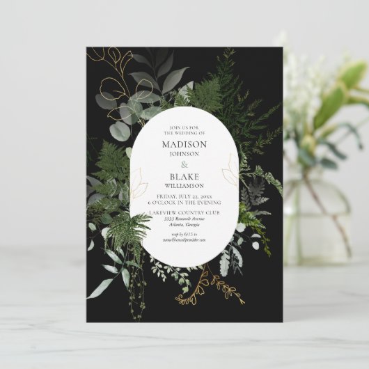 Invitation Mariage de Forêt Noire Chic (Debout devant)