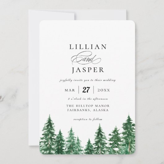 Invitation Mariage de forêt rustique aquarelle (Devant)