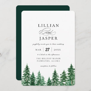 Invitation Mariage de forêt rustique aquarelle