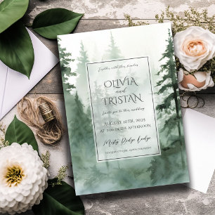 Invitation Mariage de forêt rustique aquarelle
