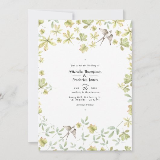 Invitation Mariage de forêt rustique aquarelle (Devant)