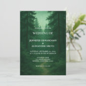 Invitation Mariage de forêt rustique vert foncé (Debout devant)