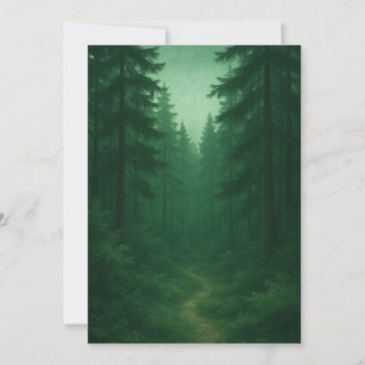 Invitation Mariage de forêt rustique vert foncé (Dos)