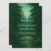 Invitation Mariage de forêt rustique vert foncé (Devant / Derrière)