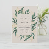 Invitation Mariage de forêt vert émeraude lustré (Debout devant)