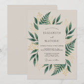 Invitation Mariage de forêt vert émeraude lustré (Devant / Derrière)