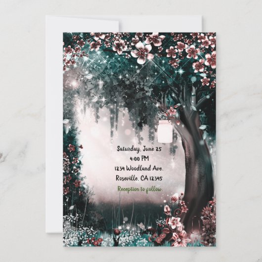 Invitation Mariage de forêt vierge enchantée Imaginaire (Dos)