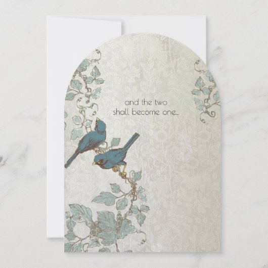 Invitation Mariage de forme arc Inséparables bleu argenté (Dos)