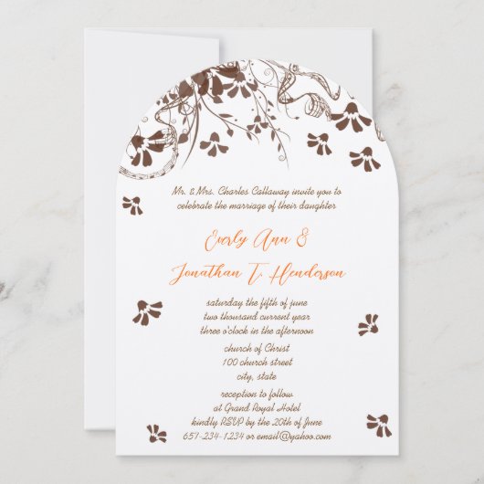 Invitation Mariage de forme d'arche florale rustique (Devant)