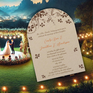 Invitation Mariage de forme d'arche florale rustique