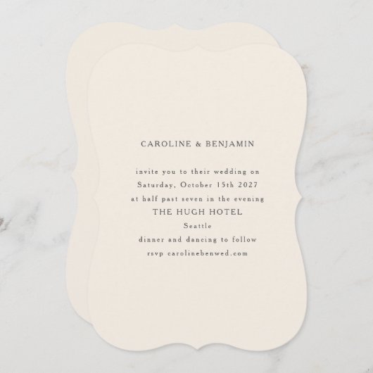Invitation Mariage de forme unique en ivoire classique (Devant / Derrière)