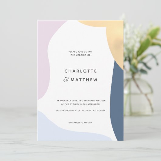 Invitation Mariage de formes Abstraites modernes (Debout devant)