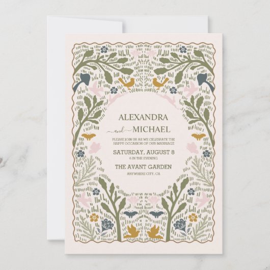 Invitation Mariage de fougère rustique verte (Devant)