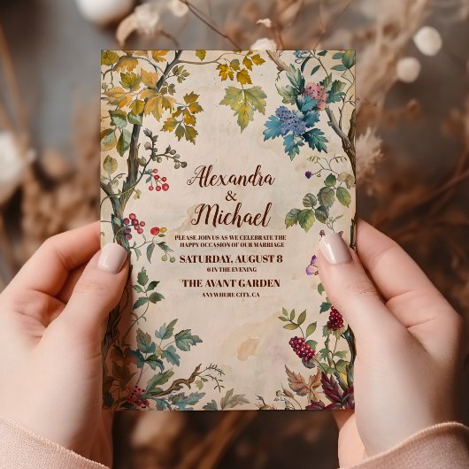 Invitation Mariage de fougère rustique verte