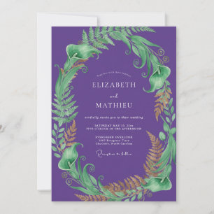 Invitation Mariage de Fougère Violet Royal