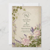 Invitation Mariage de fougères rustiques et de fleurs blanche (Devant)