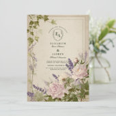 Invitation Mariage de fougères rustiques et de fleurs blanche (Debout devant)