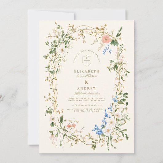 Invitation Mariage de fougères vertes (Devant)