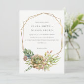 INVITATION MARIAGE DE FRAME DE FOLIAGE CACTI SUCCULTE DE GREE (Debout devant)