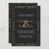 Invitation Mariage De Frame Or Et De Flèche (Devant / Derrière)