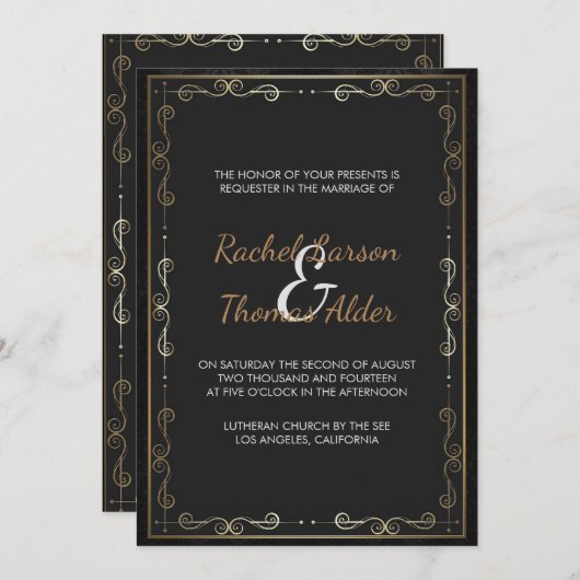 Invitation Mariage De Frame Or Et De Flèche (Devant / Derrière)