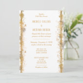 Invitation Mariage de frontière botanique en or chic (Debout devant)